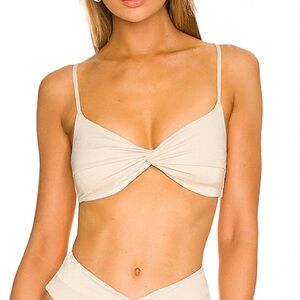 L*Space Shimmer Ringo Bikini Top in Bone